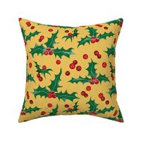 Frosty Holly Pattern - Yellow Gold