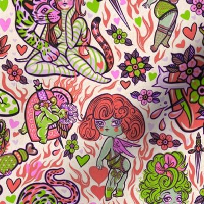 Valentine Heartbreaker Cupid in pink and green