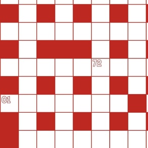 Crossword Puzzle Concept in Poppy Red | 40" Repeat