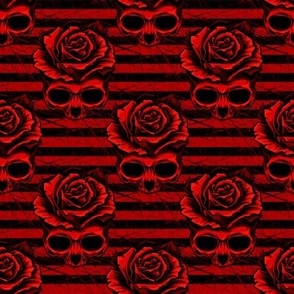 skull rose stripes red