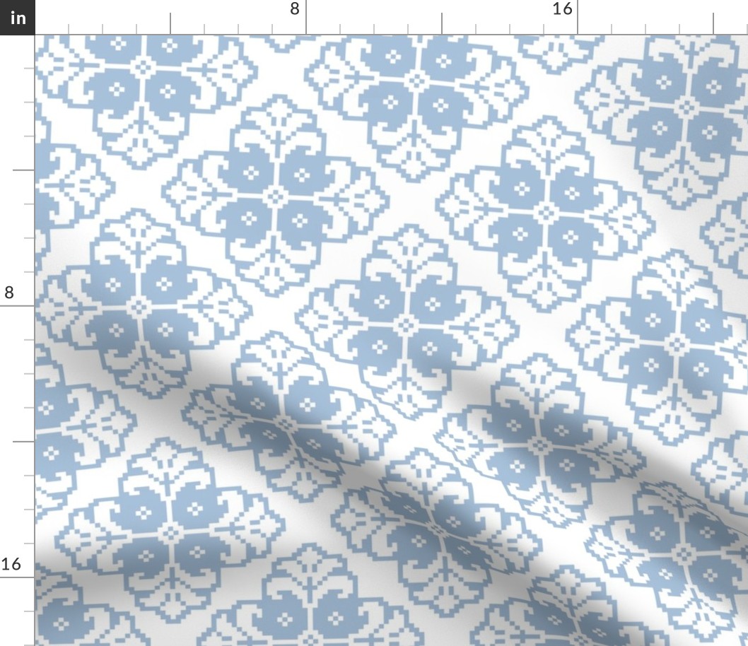 Tudor Times vintage flower knit white sky blue pastel