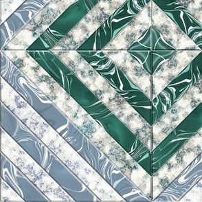 Green and Blue Gray Marble Parquet Version 2