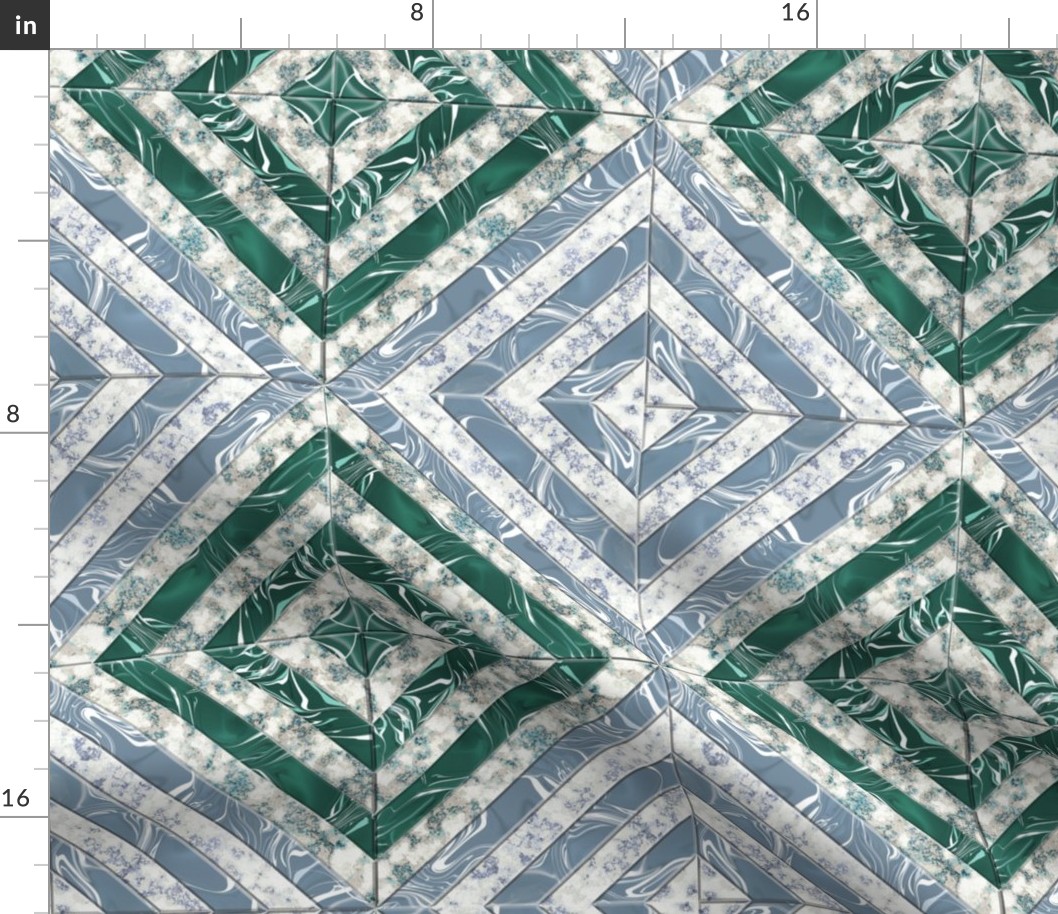 Green and Blue Gray Marble Parquet Version 2