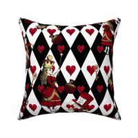 Queen of hearts, Red and Gold with Black Diamonds