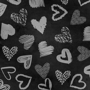 Hearts grunge grey