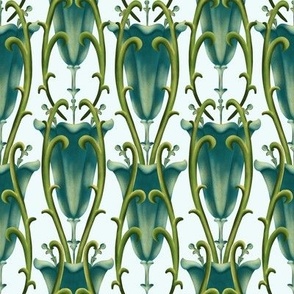 Art Nouveau Flowers - Victorian Turquoise Lilies - Big size 