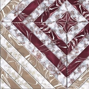 Beige and Burgundy Parquet Marble Version 2