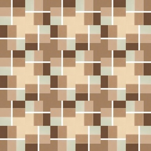 Retro Geometric Brown and Green Squares