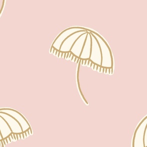 beach umbrellas - pink and gold (large)