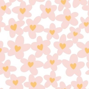 Flower Hearts in white, pale pink and sunshine yellow