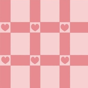 Check Hearts in Rose and Pale pink