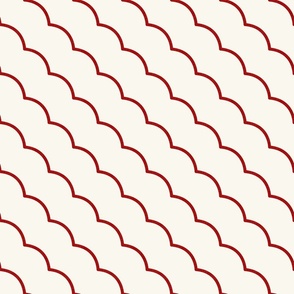 Thin Geometric Waves - Christmas Decor in Red and Ivory / Large