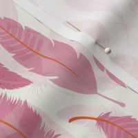 medium // Pink Monochromatic Feathers on ecru white