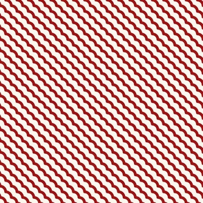 Thick Geometric Waves - Christmas Decor in Red and Ivory / Medium