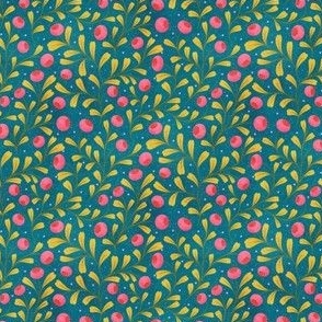 Pink Buds on Navy Blue | Large