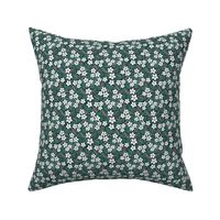 White Flowers and Berries On Dark Green | small