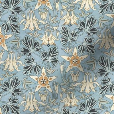  Columbine by Maurice Pillard Verneuil - SMALL - Art Déco Flower Design - blue