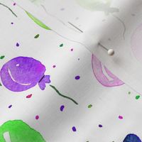 joy and fun in violet and green shades - watercolor air balloons with dots - cute pattern for nursery baby kids b058-3