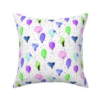 joy and fun in violet and green shades - watercolor air balloons with dots - cute pattern for nursery baby kids b058-3