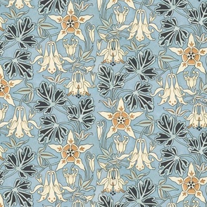  Columbine by Maurice Pillard Verneuil - LARGE - Art Déco Flower Design - blue