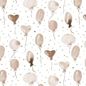 joy and fun in earthy neutral shades - watercolor air balloons with dots - cute pattern for nursery baby kids b058-6