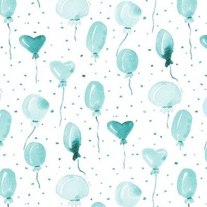 Emerald joy and fun - watercolor teal air balloons with dots - cute pattern for nursery baby kids b058-8