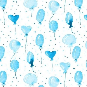 joy and fun - watercolor baby blue air balloons with dots - cute pattern for nursery baby kids b058-12