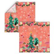 Christmas Cheer Cocktail border print peach background!