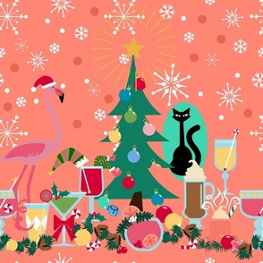 Christmas Cheer Cocktail border print peach background!