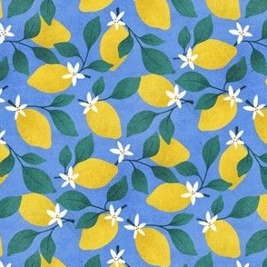 Lemon Blossom on Cobalt Blue | Large