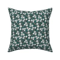 White Flowers and Berries On Dark Green | LARGE