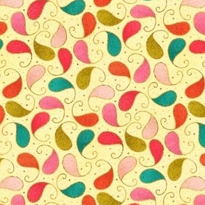 Rainbow Paisley Swirls | Cream Background