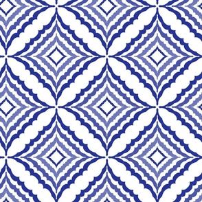 Moroccan Diamond Tile Pattern - Blue and White