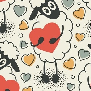 2395 Medium - lovely Valentine's sheep