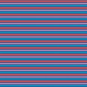 Horizontal stripes, in teal, pink and red - Small scale