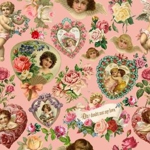 Victorian Valentines - Pink - SMALL