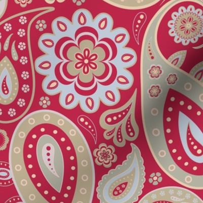 Traditional Indian Paisley Print - Viva Magenta