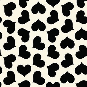 Black hearts on cream white,  Valentine's polka dot, heart is approx. 1 inch across