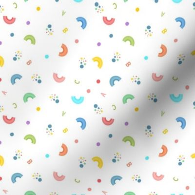 Cute Rainbows with Colorful Bright Dots and Alphabet on White, Great for Baby Nursery or Kids Room