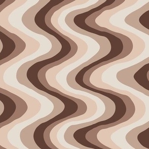 Wavy stripes of sand brown and beige, medium scale