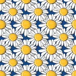 Field Of Daisies Damask navy