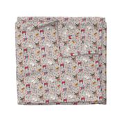 Christmas farm  days| Animals | warm light grey | small 6 inch scale fabric 