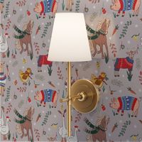Christmas farm  days| Animals | warm light grey | small 6 inch scale fabric 