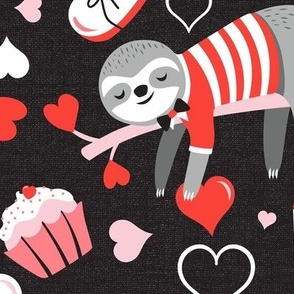 Slothy Kind Of Love Valentine's Day Black Red Large Scale