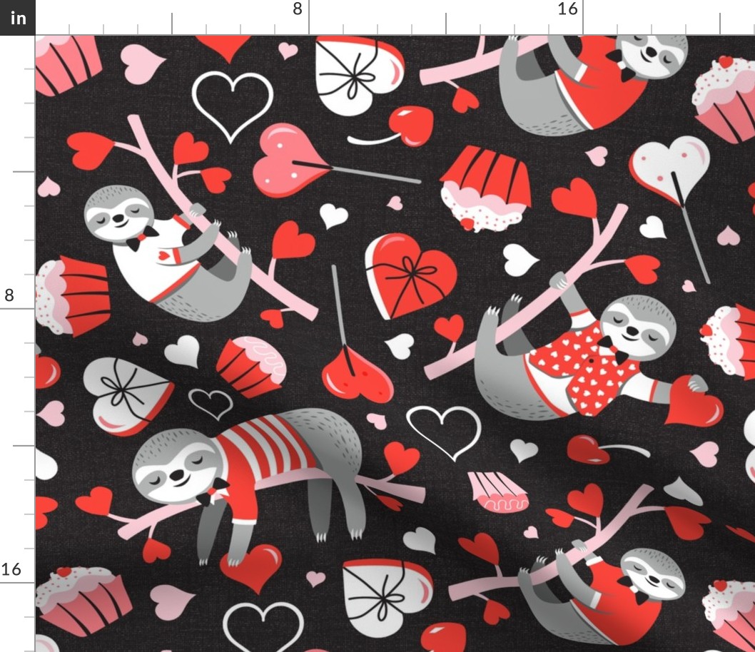 Slothy Kind Of Love Valentine's Day Black Red Large Scale