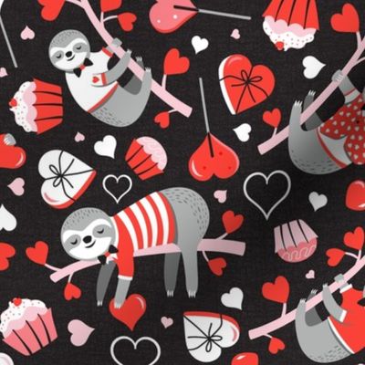 Slothy Kind Of Love Valentine's Day Black Red Regular Scale