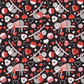 Slothy Kind Of Love Valentine's Day Black Red Small Scale