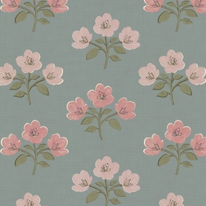 Edith's Vintage Bouquet Pattern_Apricot _ Large Scale 
