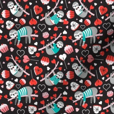 Slothy Kind Of Love Valentine's Day Black Red Aqua Small Scale