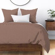 Textured Checks - Small Scale - Pink and Brown - Linen Ikat fabric texture Checkers Checkerboard Warm Earth Tones